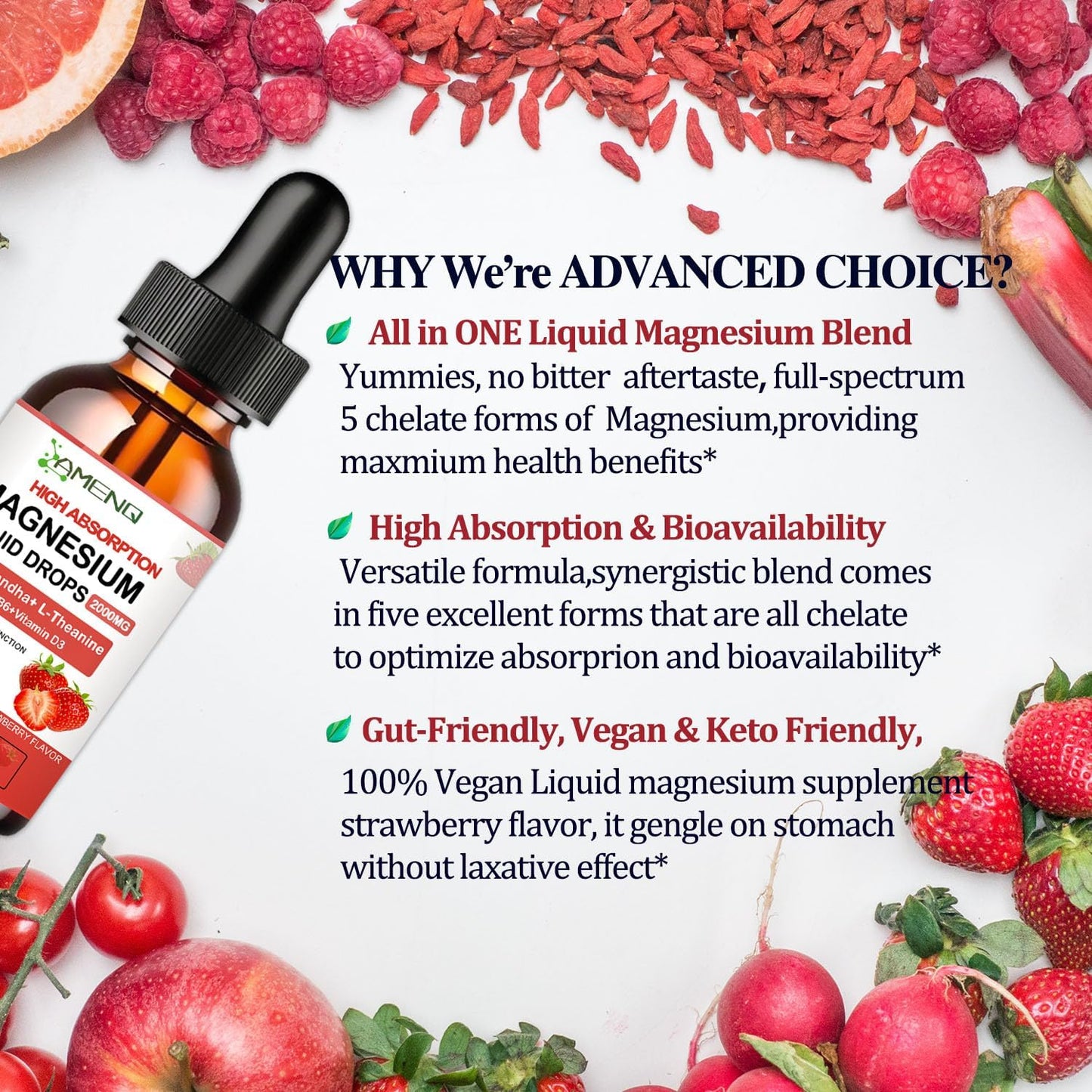 Liquid Cortisol Reducer with Magnesium, Ashwagandha, and L-Theanine - Strawberry Flavored Drink Mix for Balanced Hormones and Relaxation