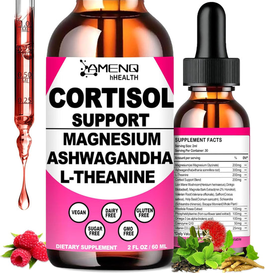 Liquid Cortisol Supplement Drops with 17-in-1 Formula for Hormone Balance, Stress Relief, and Relaxation - Women's Cortisol Reducer with Ashwagandha, Theanine, Rhodiola Rosea, and Magnesium