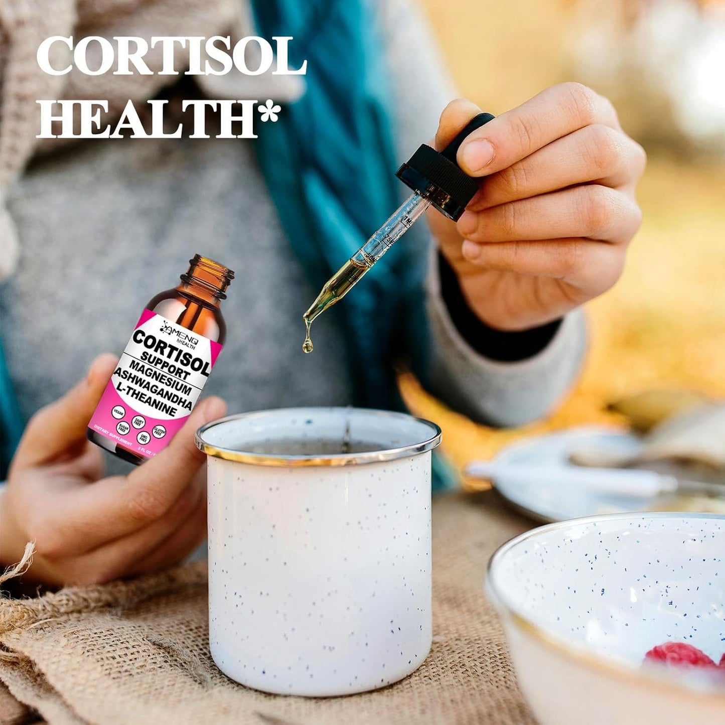 Liquid Cortisol Supplement Drops with 17-in-1 Formula for Hormone Balance, Stress Relief, and Relaxation - Women's Cortisol Reducer with Ashwagandha, Theanine, Rhodiola Rosea, and Magnesium