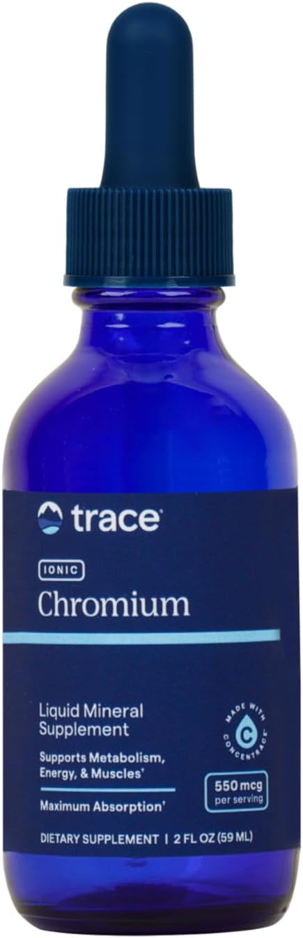 Liquid Drop Trace Minerals Supplement with Chromium for Energy & Muscle Growth - 550 mcg Chromium, Magnesium, Chloride - 2 fl oz