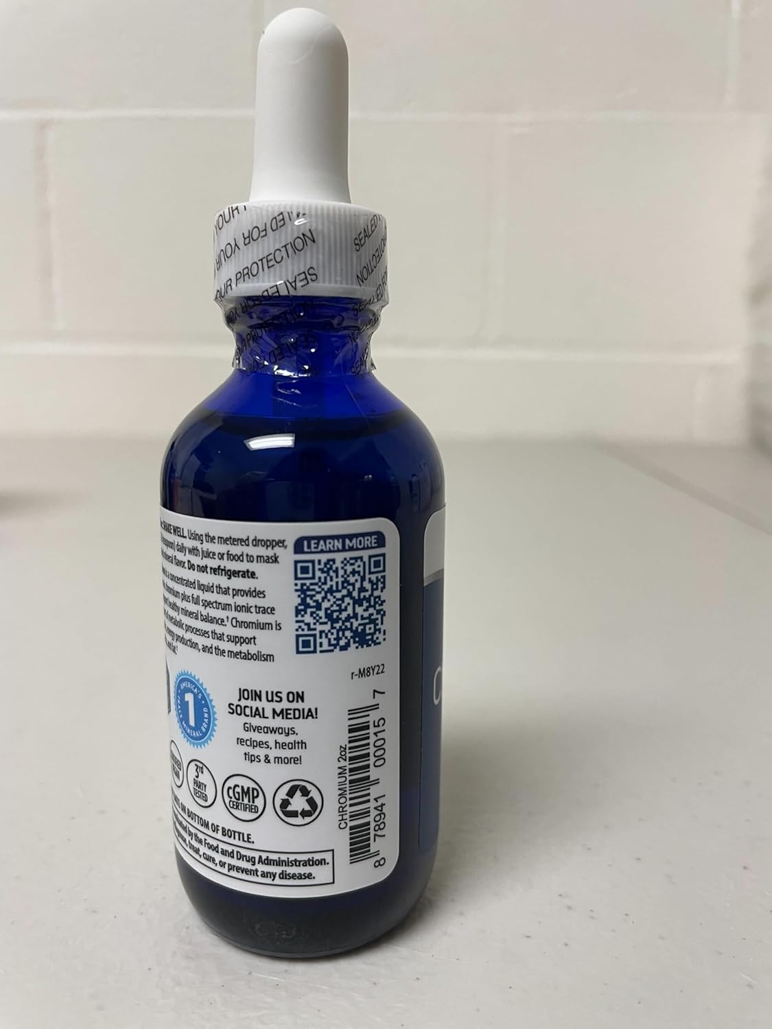 Liquid Drop Trace Minerals Supplement with Chromium for Energy & Muscle Growth - 550 mcg Chromium, Magnesium, Chloride - 2 fl oz