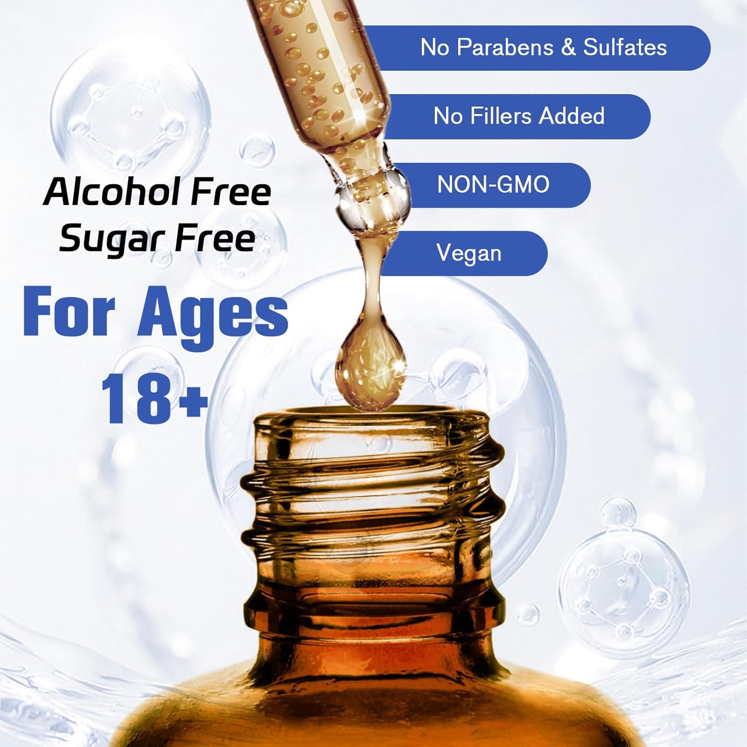 Liquid Drops Hormone Balance Supplement for Women & Men with Magnesium, Ashwagandha, Rhodiola Rosea - Supports Mood, Focus, Sleep - 2 FL.OZ