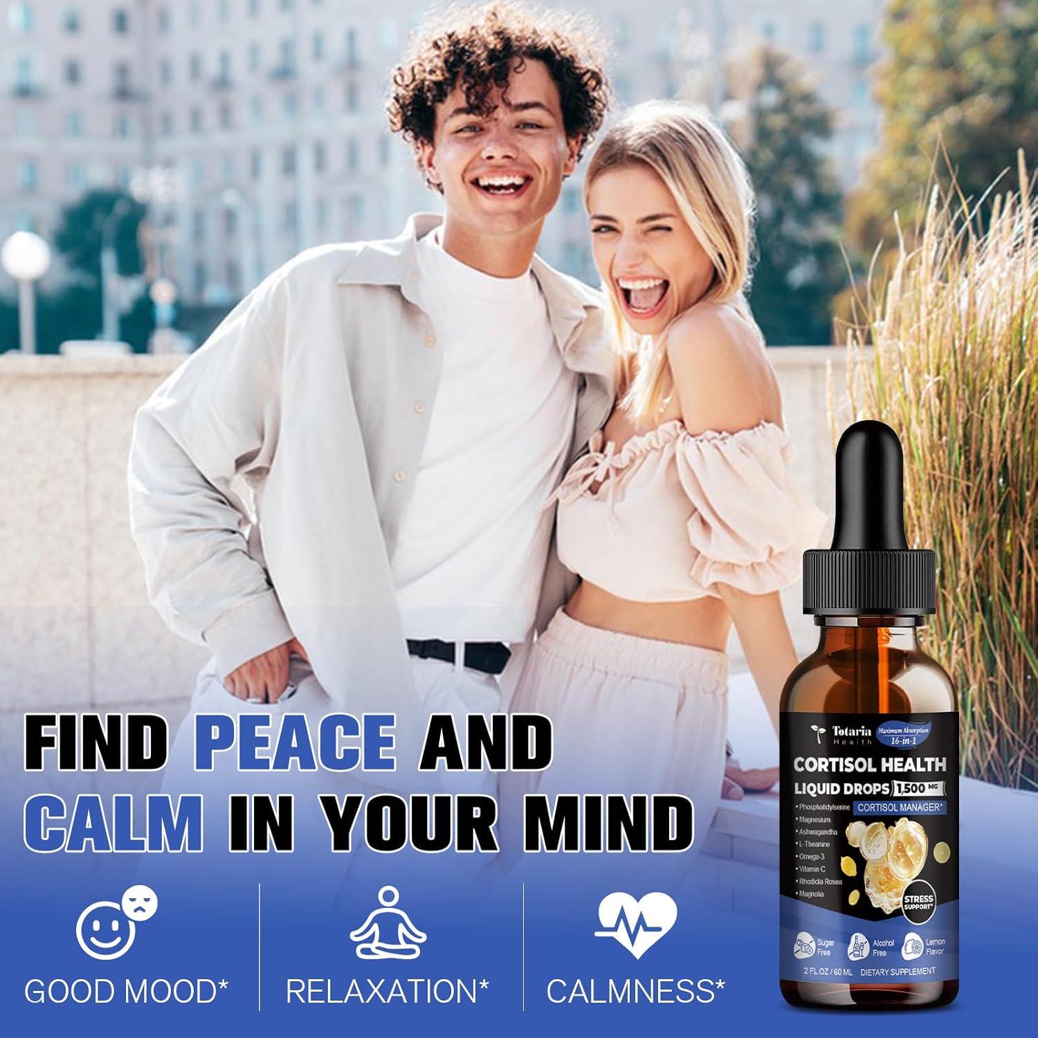 Liquid Drops Hormone Balance Supplement for Women & Men with Magnesium, Ashwagandha, Rhodiola Rosea - Supports Mood, Focus, Sleep - 2 FL.OZ