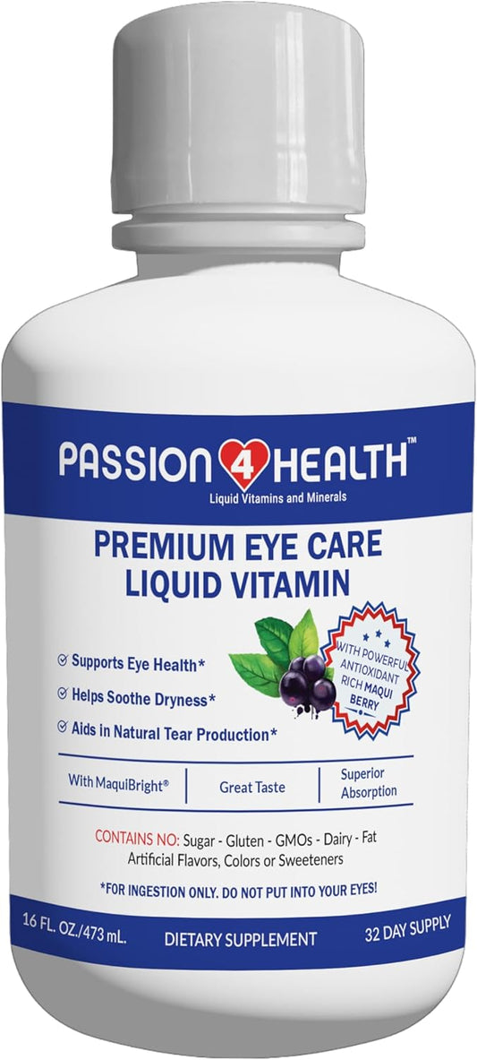 Liquid Eye Vitamins for Adults - Premium Vision Support with Maqui Berry Extract - Gluten-Free & Non-GMO - 30-Day Supply - Made in USA