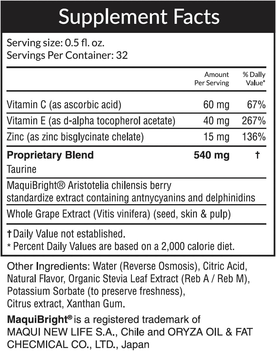 Liquid Eye Vitamins for Adults - Premium Vision Support with Maqui Berry Extract - Gluten-Free & Non-GMO - 30-Day Supply - Made in USA