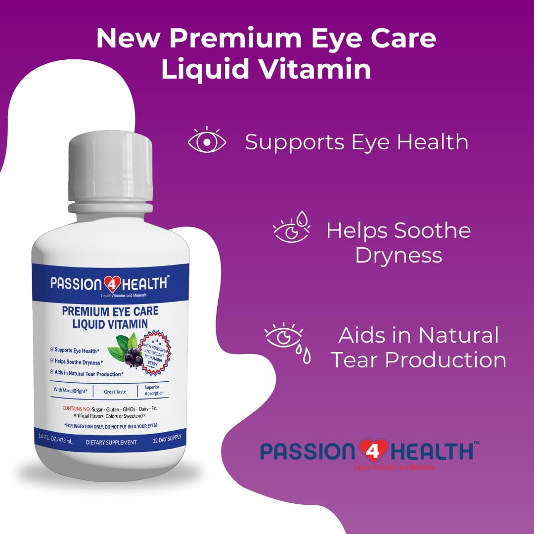 Liquid Eye Vitamins for Adults - Premium Vision Support with Maqui Berry Extract - Gluten-Free & Non-GMO - 30-Day Supply - Made in USA