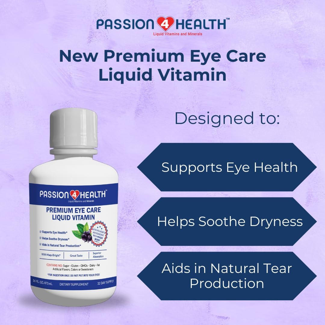 Liquid Eye Vitamins for Adults - Premium Vision Support with Maqui Berry Extract - Gluten-Free & Non-GMO - 30-Day Supply - Made in USA
