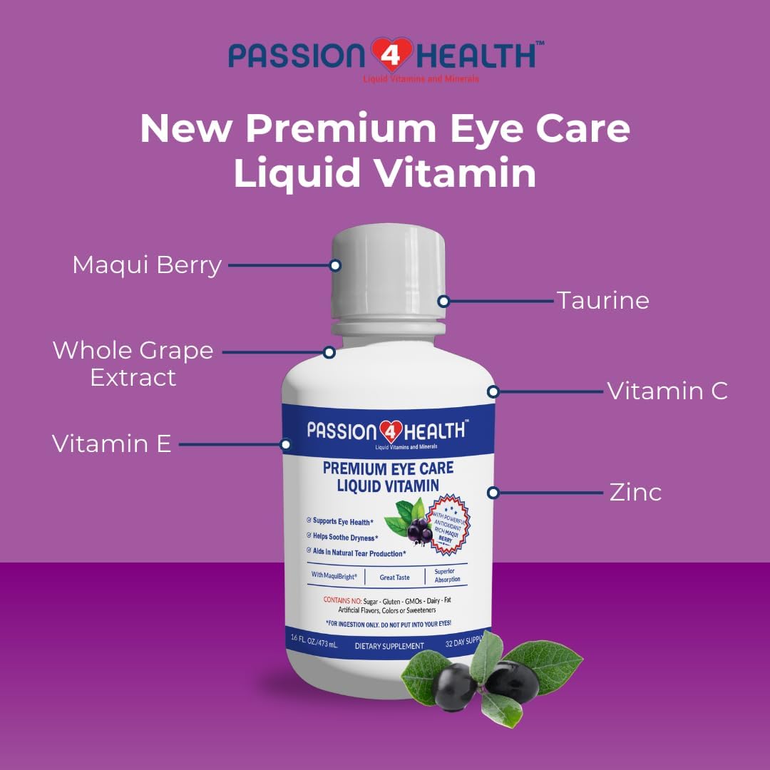 Liquid Eye Vitamins for Adults - Premium Vision Support with Maqui Berry Extract - Gluten-Free & Non-GMO - 30-Day Supply - Made in USA