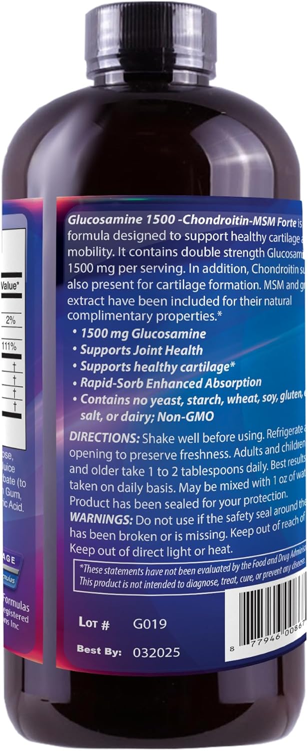 Liquid Glucosamine 1500 with Chondroitin and MSM by Dr's Advantage - 16oz Brown Bottle