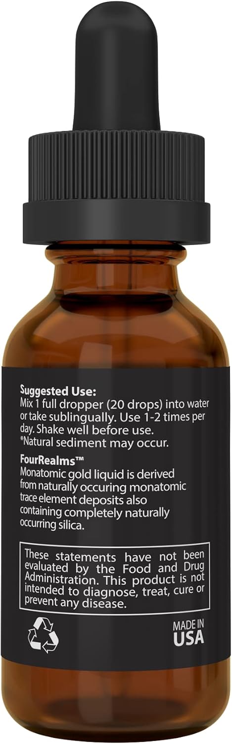 Liquid Gold ORMUS Monoatomic White Powder Gold Trace Mineral Solution 1 oz - Pure 24k Gold M-State Minerals