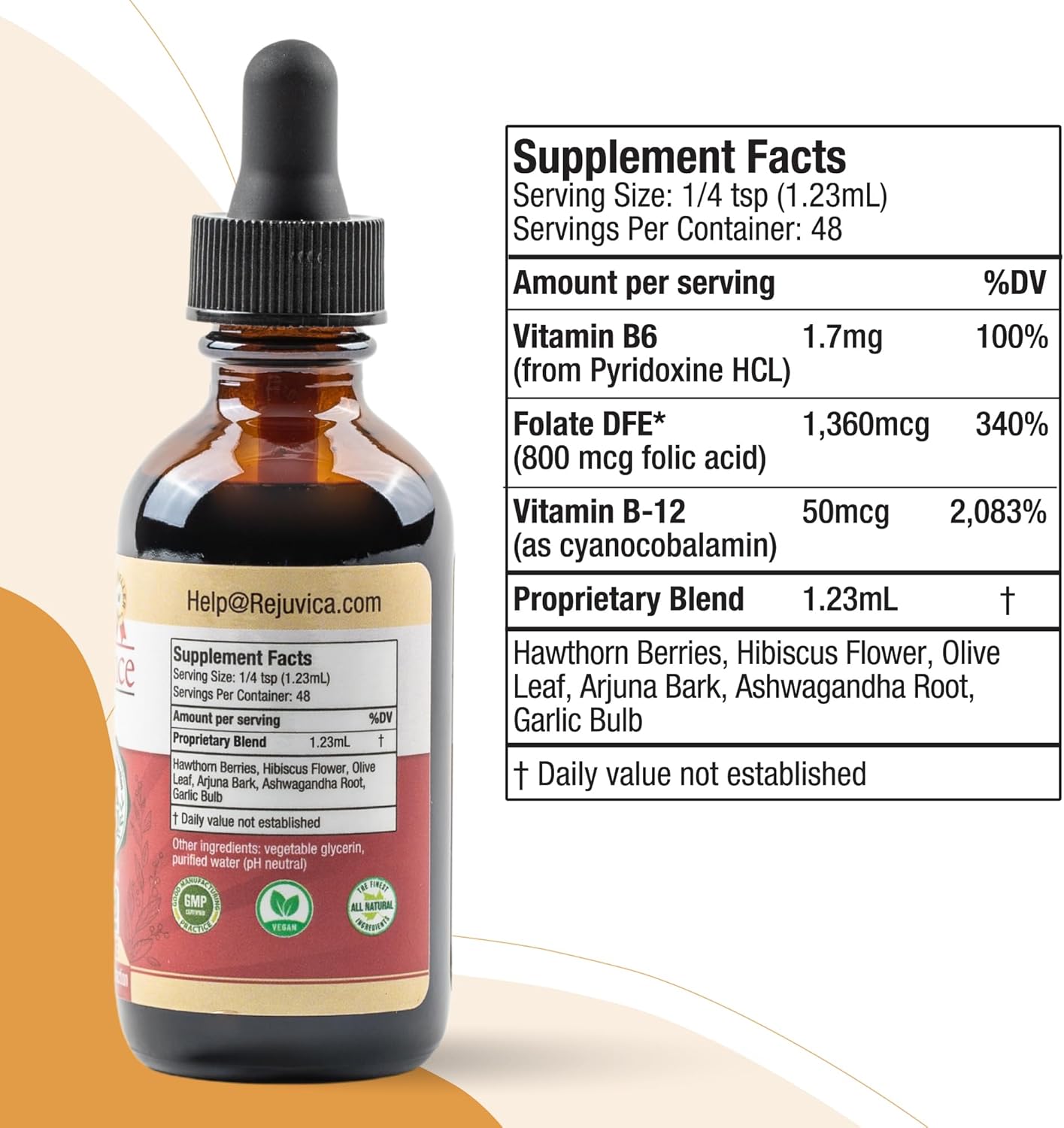 Liquid Heart Support Supplement with Hawthorne, Hibiscus, Arjuna, and Olive Leaf for Better Absorption