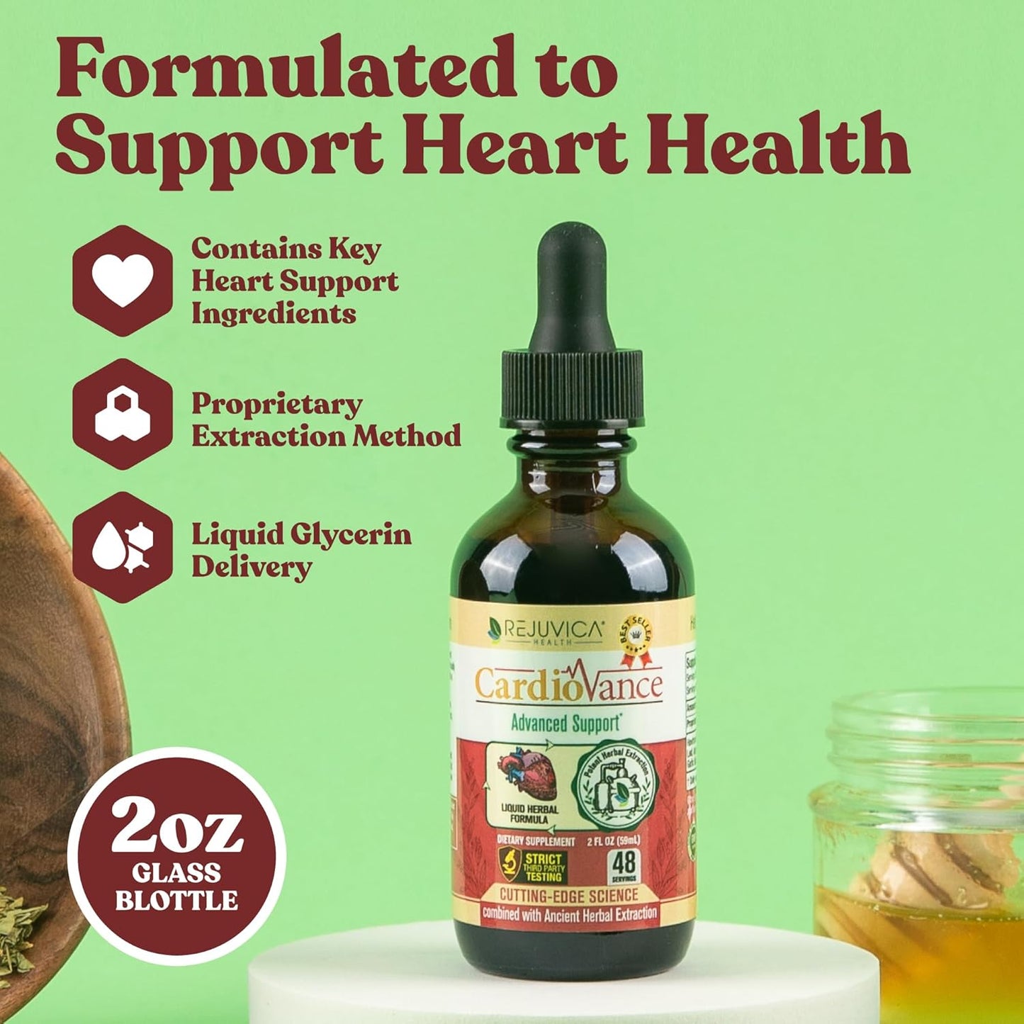 Liquid Heart Support Supplement with Hawthorne, Hibiscus, Arjuna, and Olive Leaf for Better Absorption
