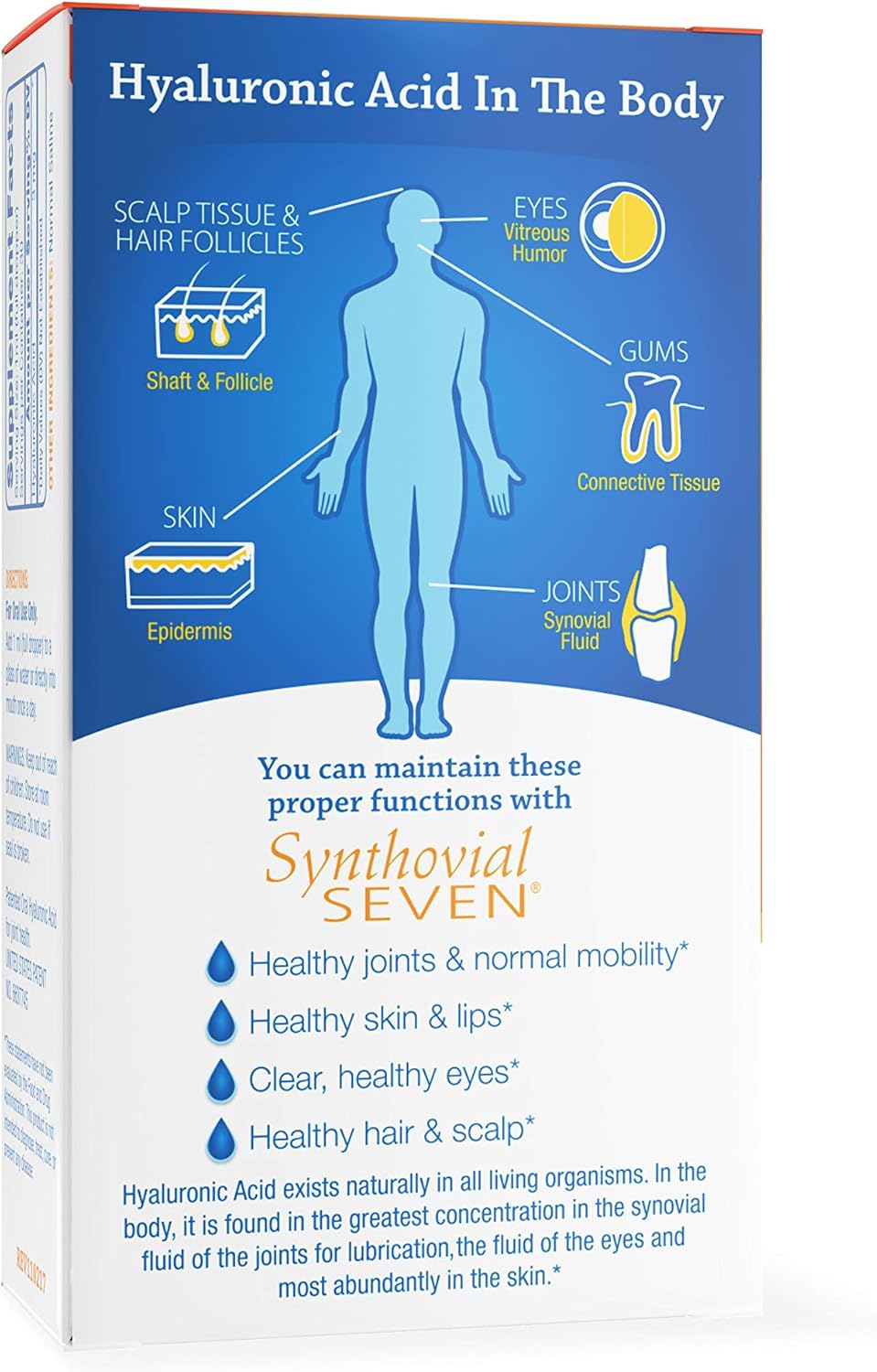 Liquid Hyaluronic Acid Supplement for Skin, Joints, Eyes, and Lips - Vegan & Gluten Free - 1oz Bottle