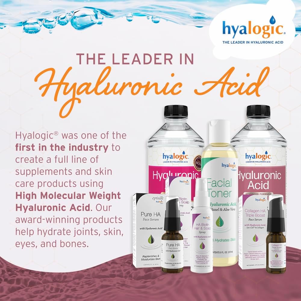Liquid Hyaluronic Acid Supplement with MSM for Skin Hydration - 100mg HA & MSM - High Molecular Weight Formula - 12 oz