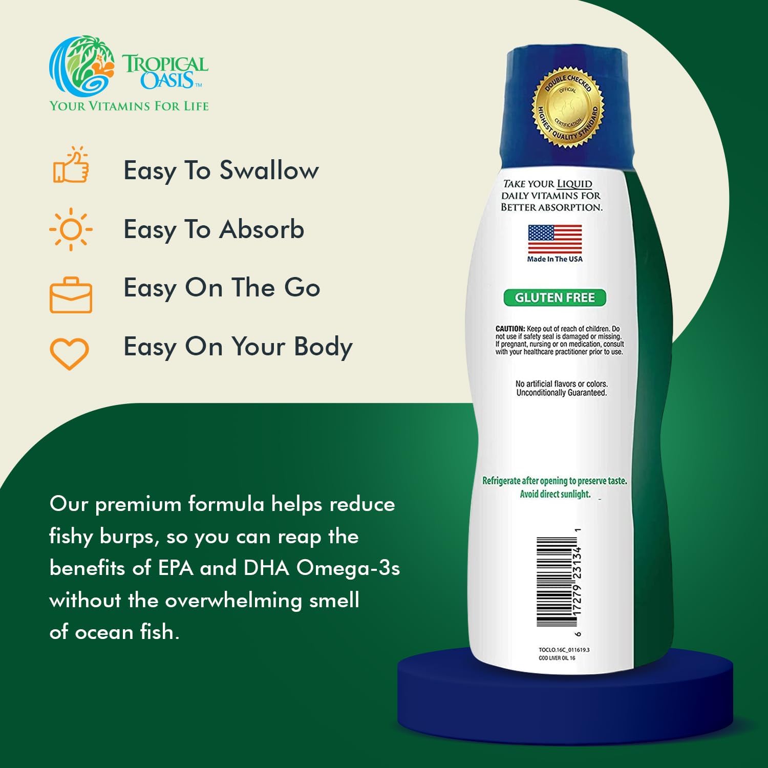 Liquid Icelandic Cod Liver Oil - Maximum Strength 1144mg Omega-3 Fish Oil (Lemon Flavor, 90 Servings)