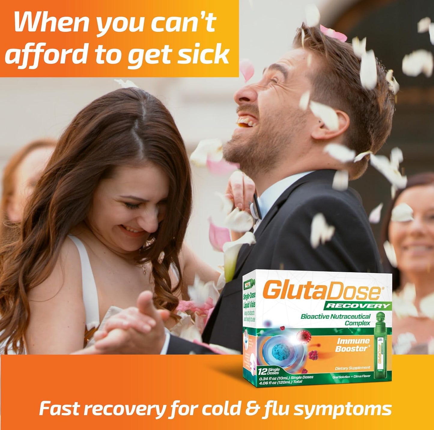 Liquid Immune Support Supplement with Glutathione, Astragalus, Echinacea, and Acerola - Cold & Flu Care Package for Kids & Adults - 12 Vials