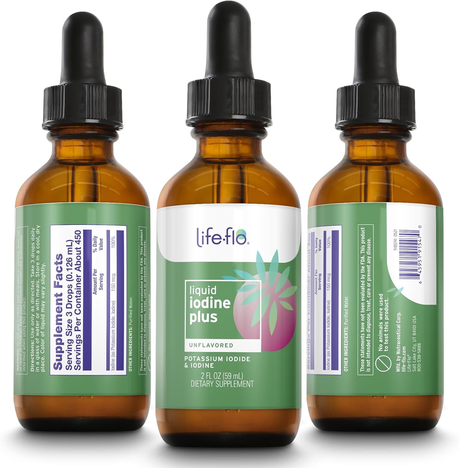 Liquid Iodine Plus 150 mcg - Thyroid Support & Energy Booster - Unflavored Drops - 450 Servings - 2 fl oz