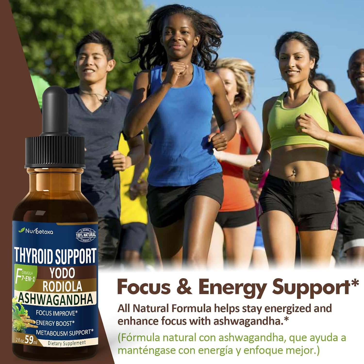 Liquid Iodine Supplement with Selenium for Thyroid Support - Includes Ashwagandha & Rhodiola Extract - 2 oz Tincture