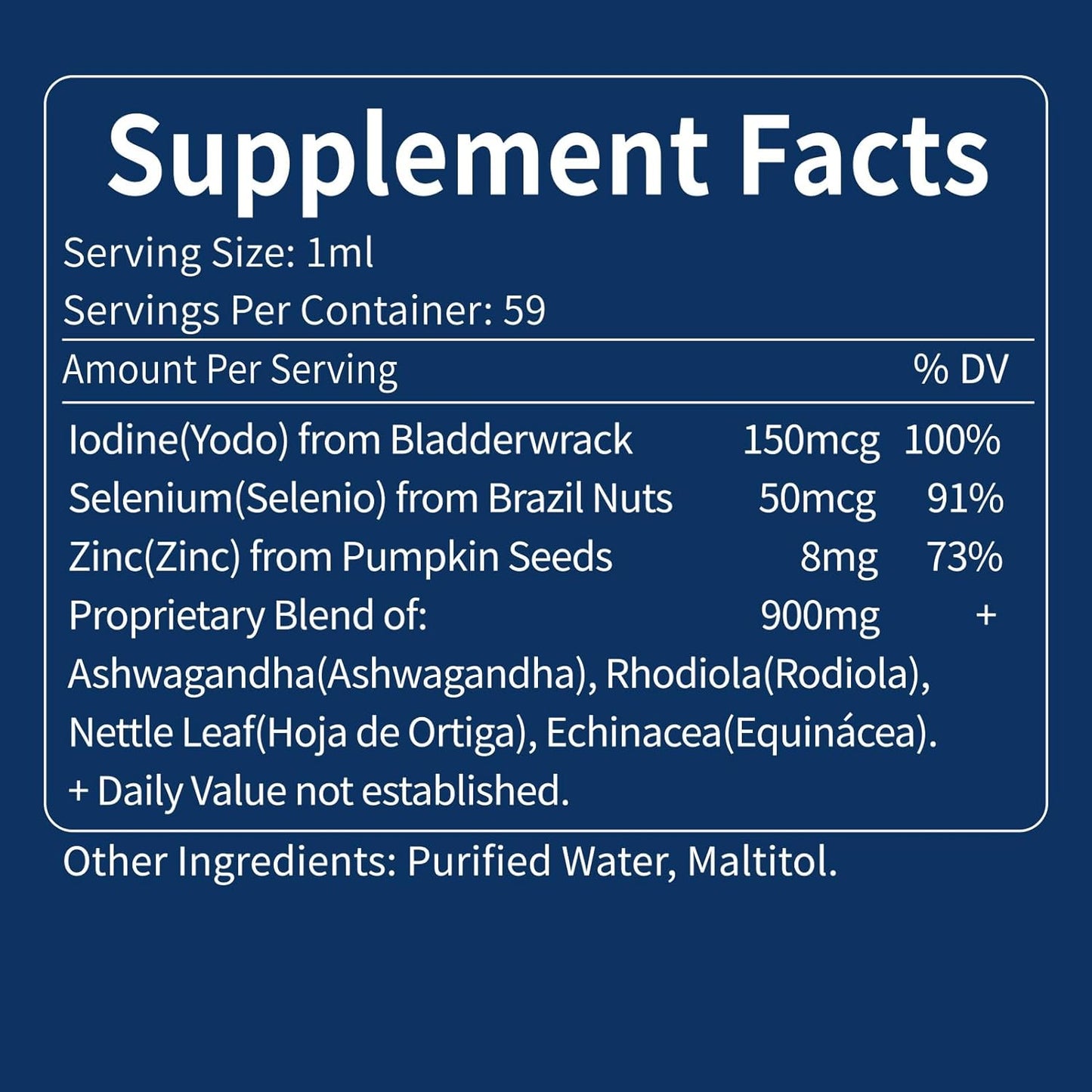 Liquid Iodine Supplement with Selenium for Thyroid Support - Includes Ashwagandha & Rhodiola Extract - 2 oz Tincture