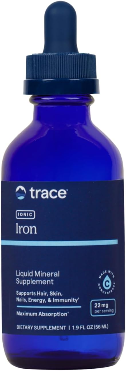 Liquid Ionic Iron Dietary Supplement - 22mg Trace Minerals to Boost Immune System & Energy - Ferrous Sulfate - 1.9 fl oz