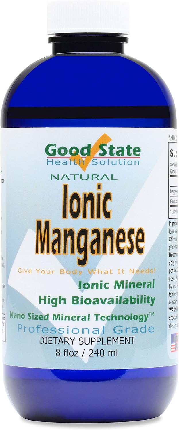 Liquid Ionic Manganese Supplement - 96 Servings, 2mg Elemental Manganese with Fulvic Acid - 8 fl oz Bottle
