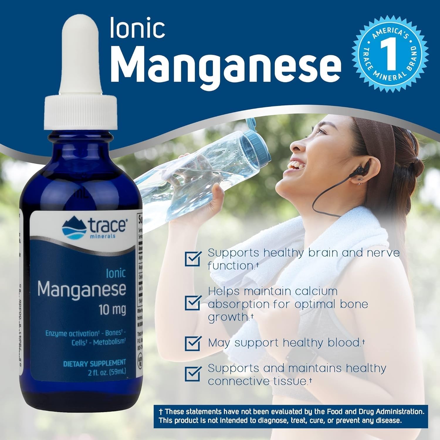 Liquid Ionic Manganese Supplement for Bone Strength & Cellular Health - Enzyme Activation & Antioxidant Support - 2 fl oz