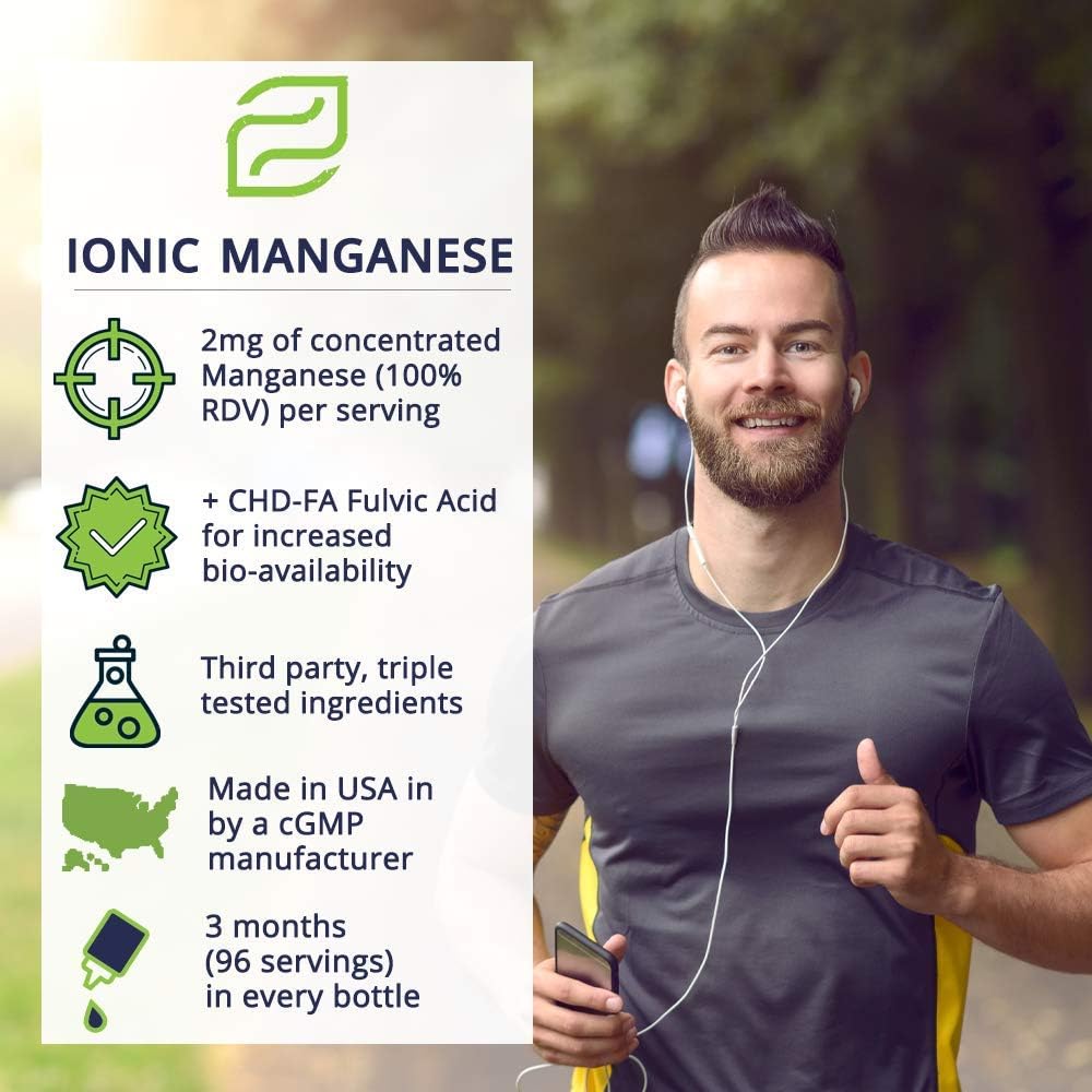 Liquid Ionic Manganese Supplement for Joint, Energy, and Muscle Support - Women's and Men's Health - Adult Supplement for Healthy Aging