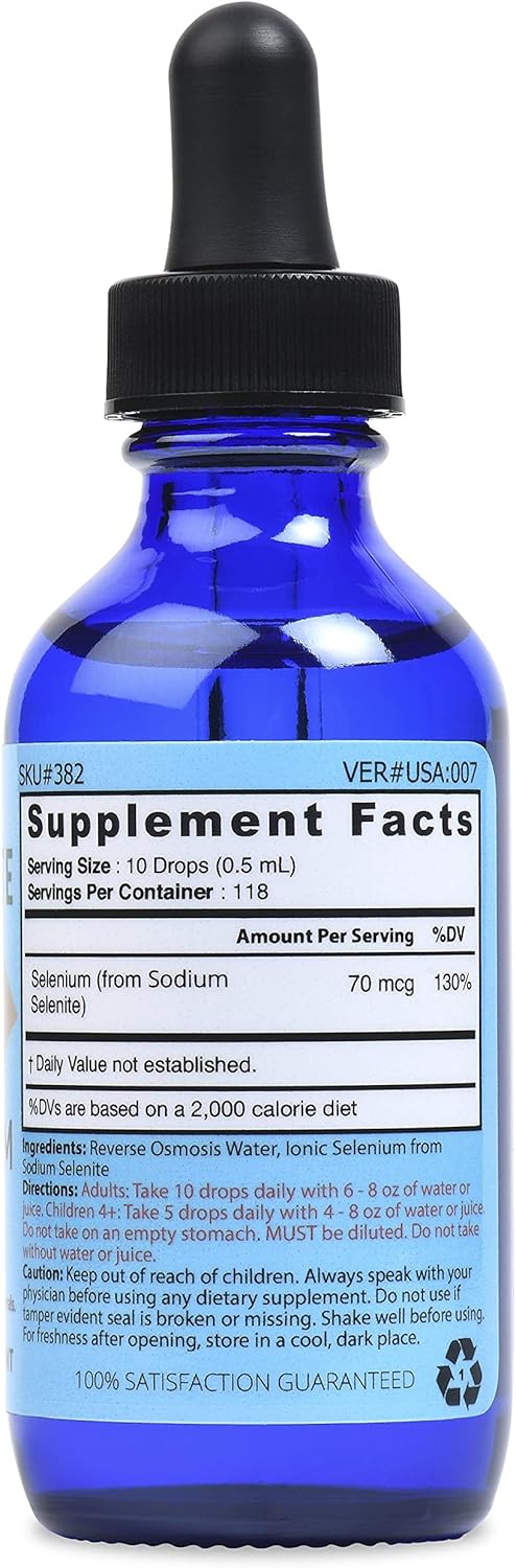 Liquid Ionic Selenium Supplement - High Concentration (70 mcg per 10 Drops) - 100 Servings