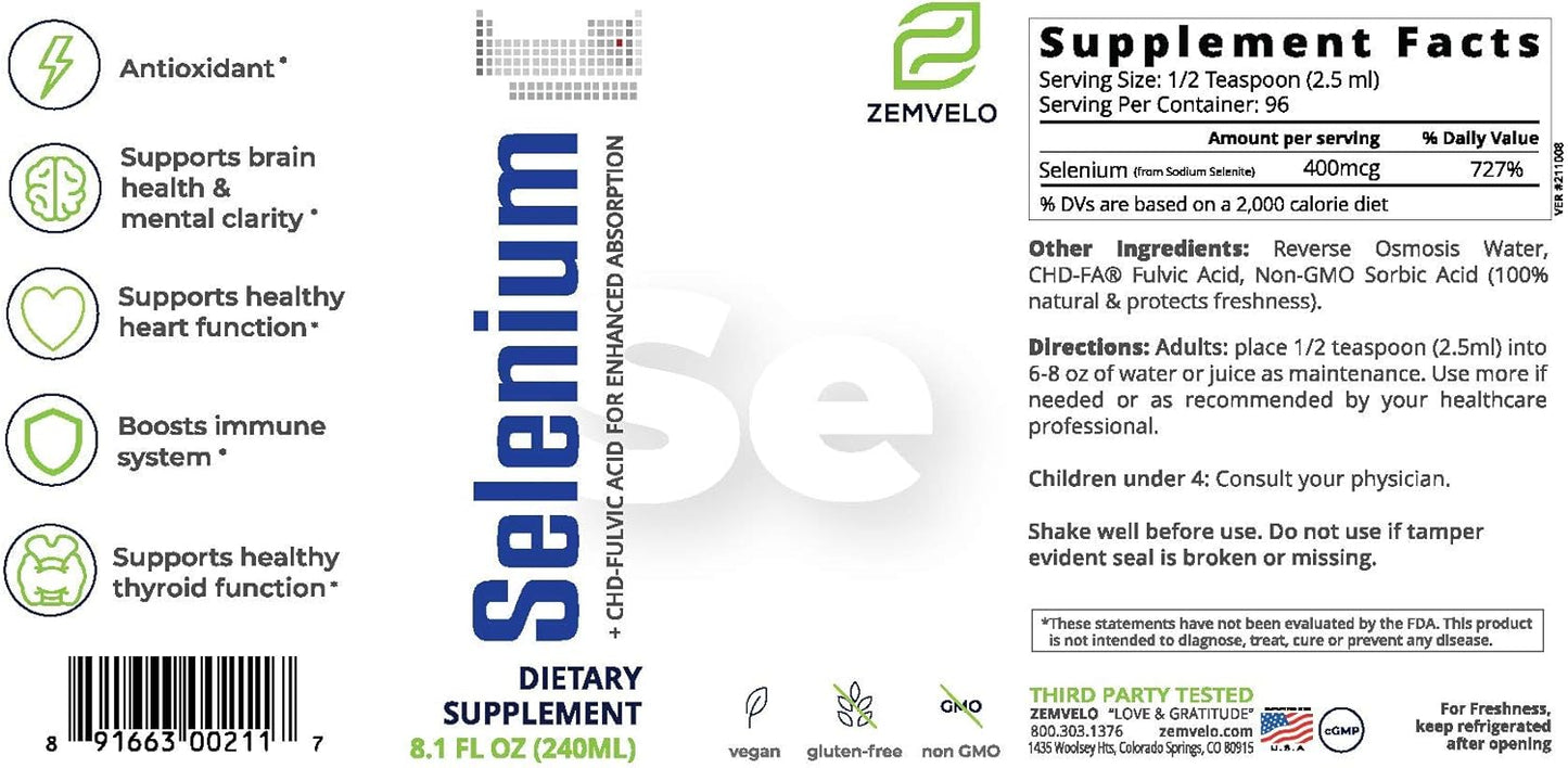 Liquid Ionic Selenium Supplement for Adult Healthy Aging | Supports Immune System | Longevity & Wellness | 96 Day Supply