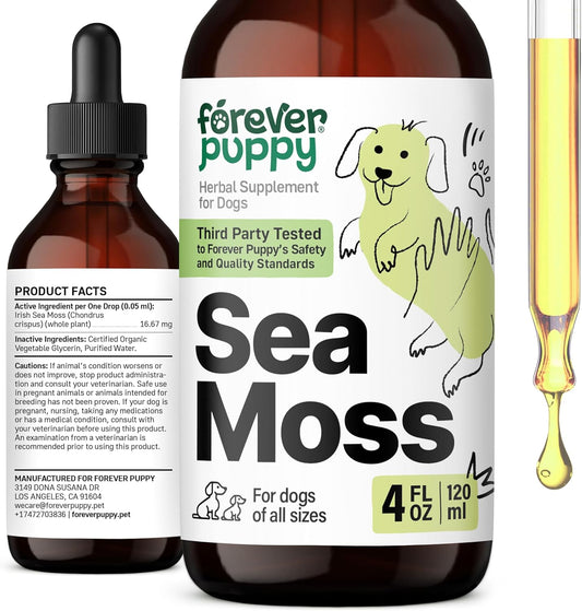 Liquid Irish Sea Moss Drops for Dogs - Thyroid & Energy Support - All Breeds & Sizes - Dog Food Supplement - Vitamins - 4 oz