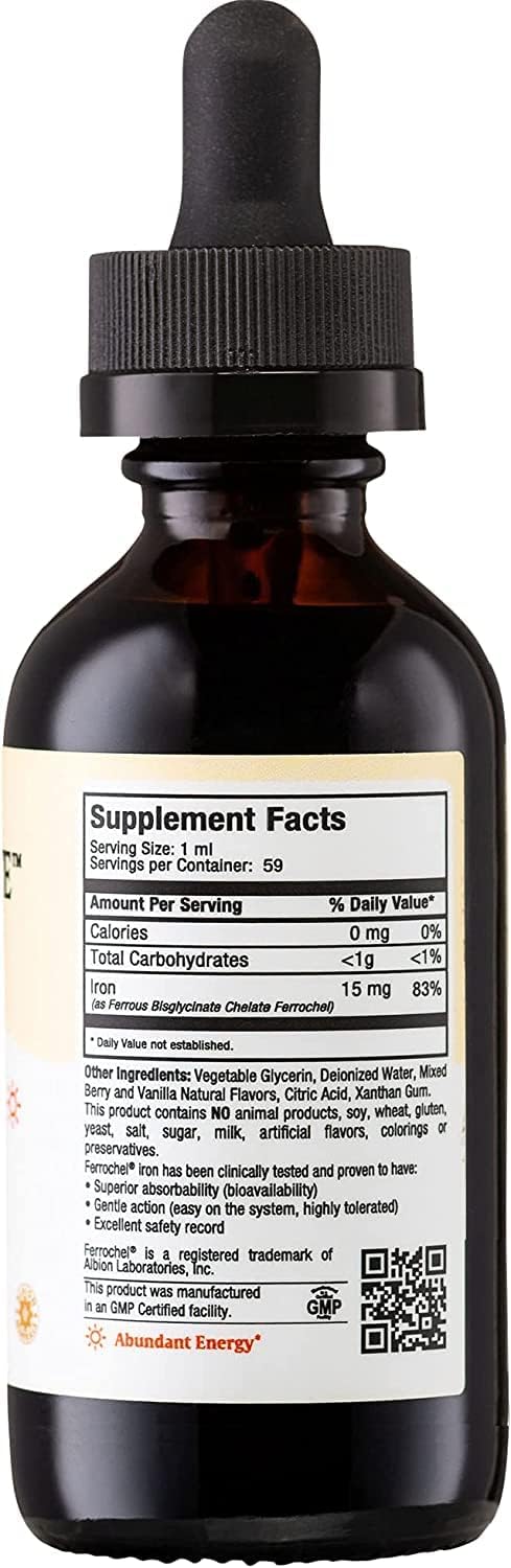 Liquid Iron Drops for Energy and Blood Boost - Maxi Health Iron Supplement 15mg Per ML - Non-Constipating Formula for Men, Women, & Kids - 2 oz, 2 Pack