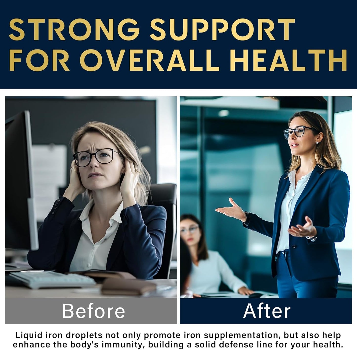 Liquid Iron Supplement for Women - BLUEGALA Iron Drops, Fast Absorption, Immune Enhancement, Daily Iron Support, Vegan & Non-GMO - 2.1 Fl Oz