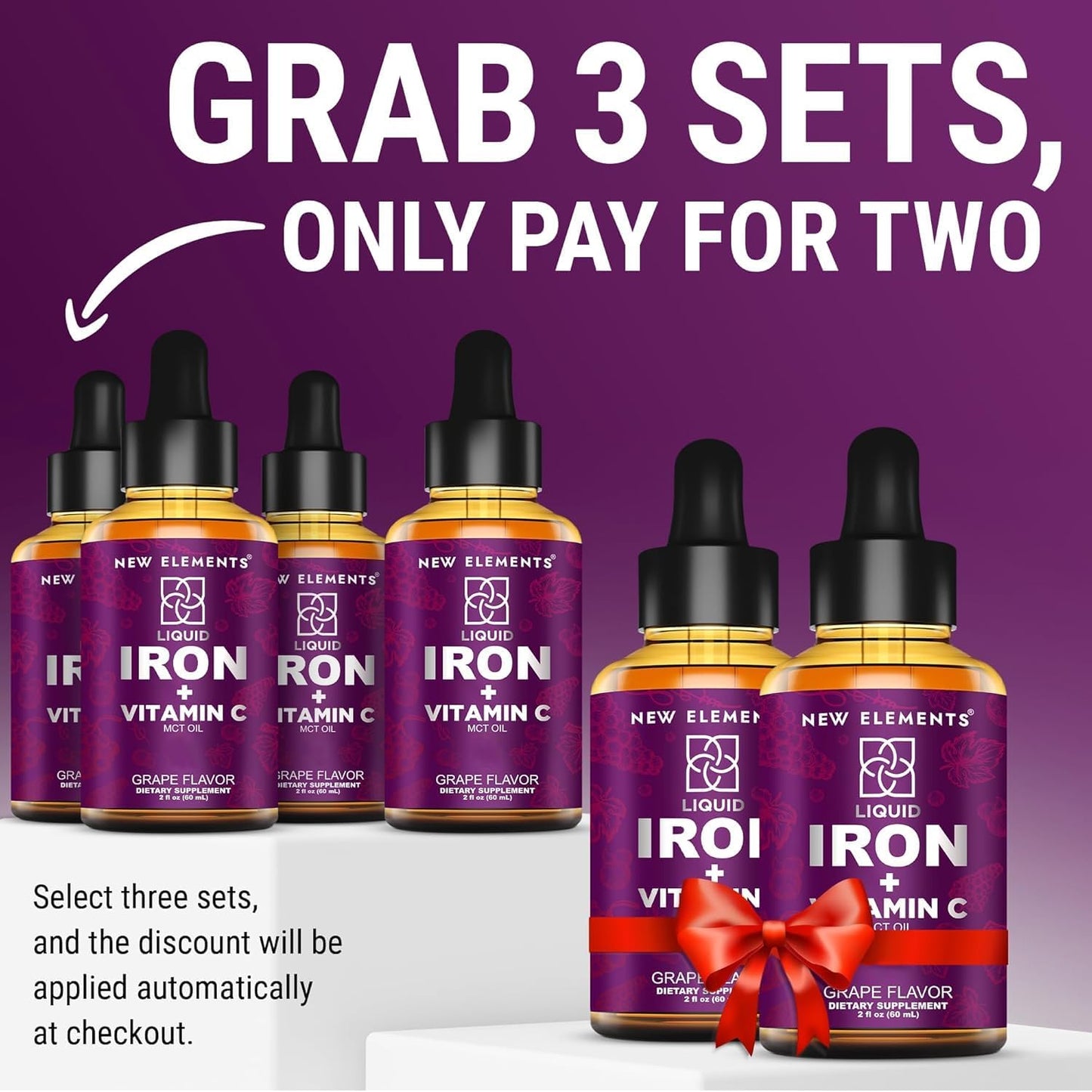Liquid Iron Supplement for Women & Men with Vitamin C - Blood Builder for Anemia - Immune Support - Non-GMO Vegan Iron Drops