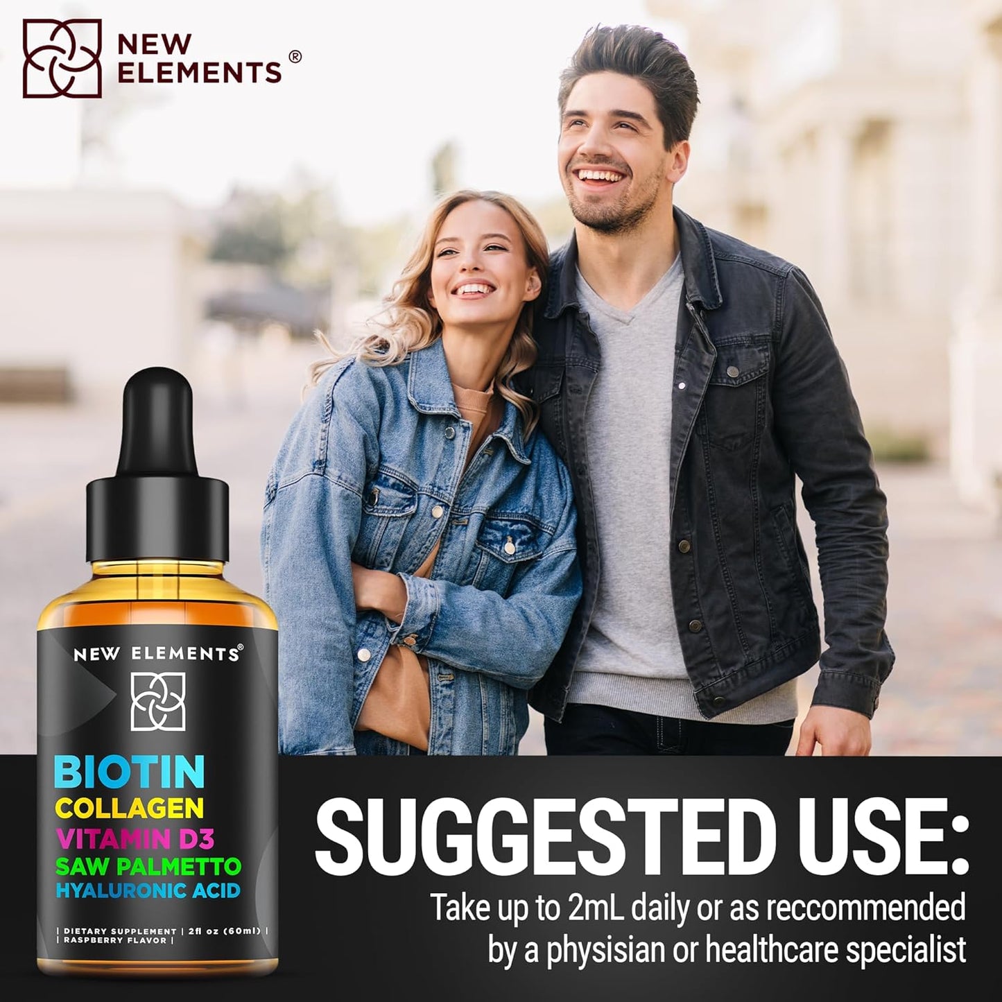 Liquid Iron Supplement with Biotin, Collagen, Vitamin D3 for Men & Women - 18mg Iron Drops with Saw Palmetto & Hyaluronic Acid