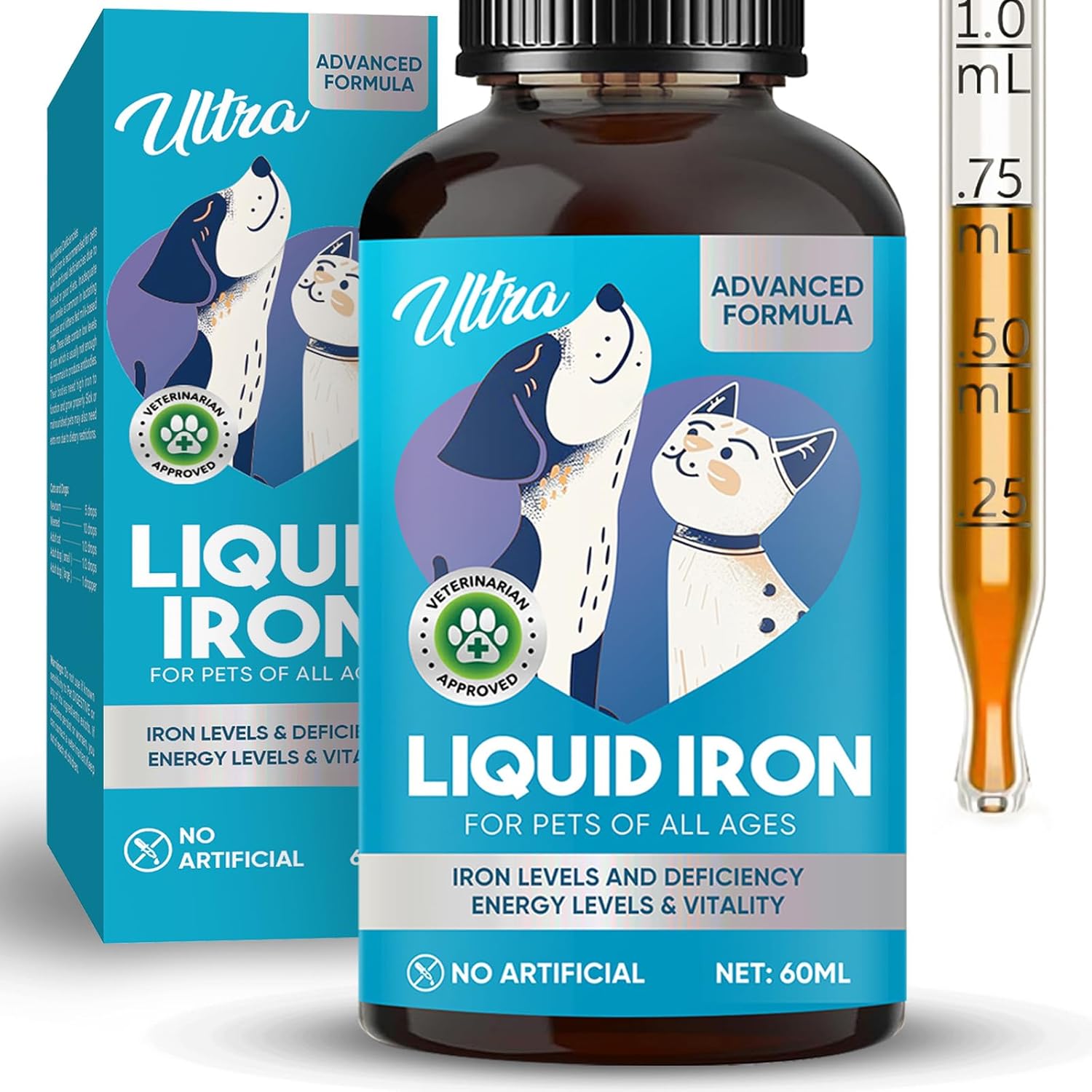 Liquid Iron Supplements for Pets with Vitamin C and B12 - Supports Anemia, Low Energy, and Lethargy, Improves Blood Health | GroceryCentre