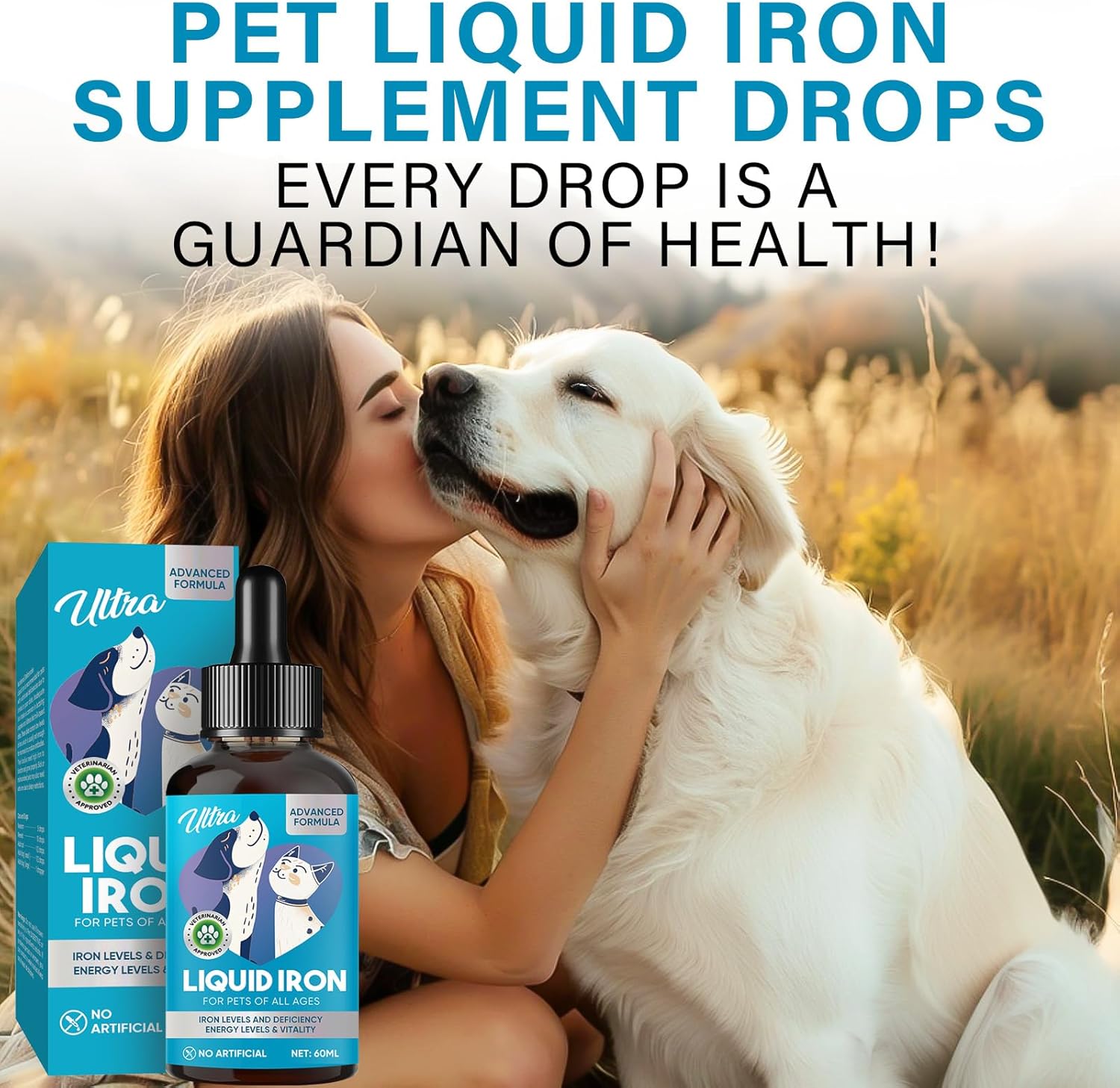 Liquid Iron Supplements for Pets with Vitamin C and B12 - Supports Anemia, Low Energy, and Lethargy, Improves Blood Health | GroceryCentre