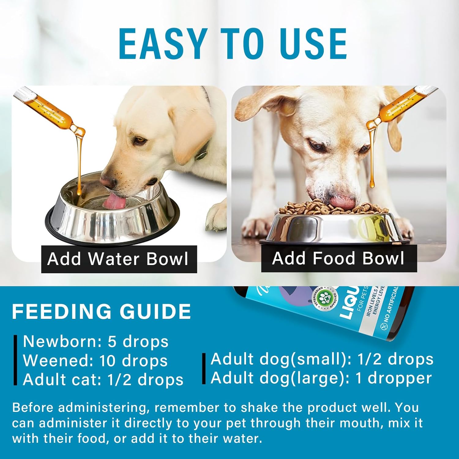 Liquid Iron Supplements for Pets with Vitamin C and B12 - Supports Anemia, Low Energy, and Lethargy, Improves Blood Health | GroceryCentre