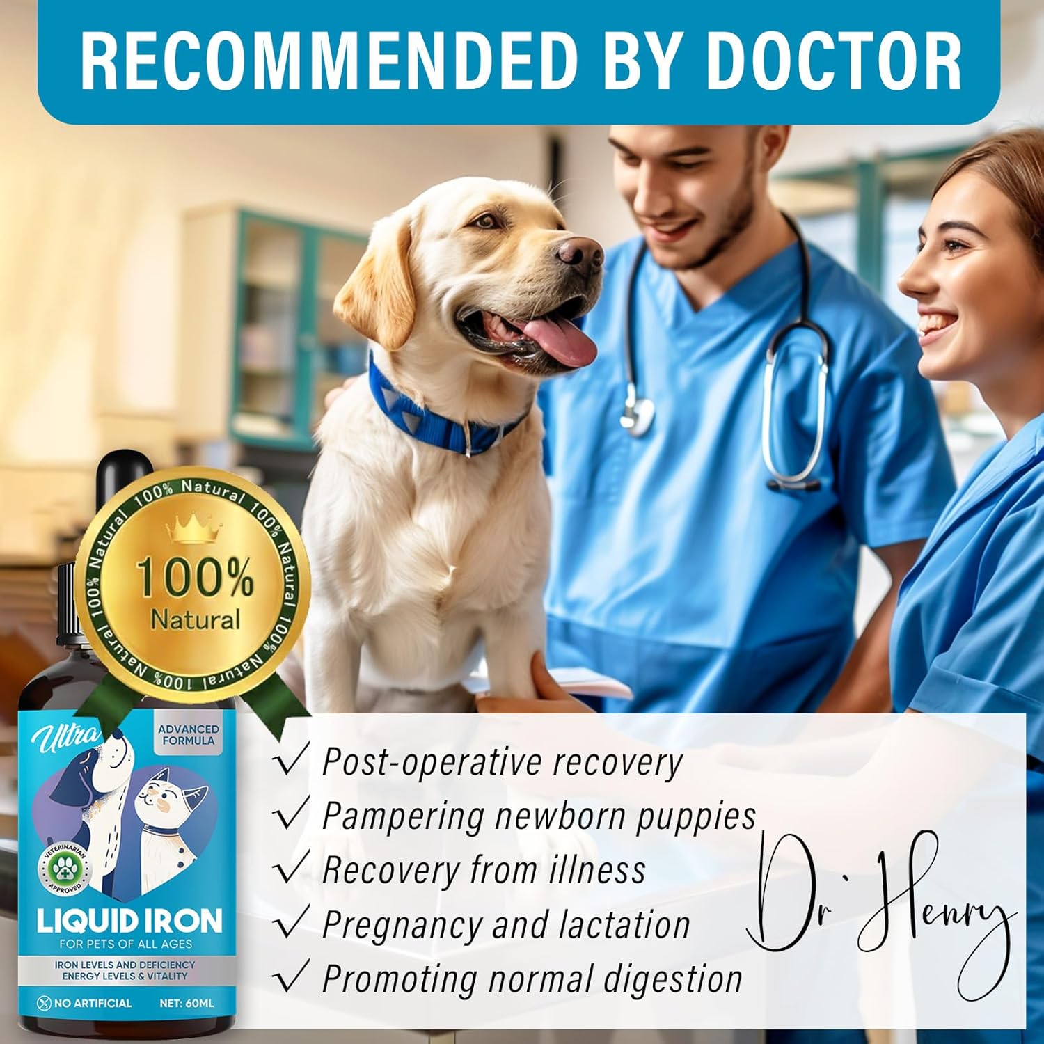 Liquid Iron Supplements for Pets with Vitamin C and B12 - Supports Anemia, Low Energy, and Lethargy, Improves Blood Health | GroceryCentre