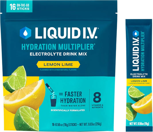 Liquid I.V.® Electrolyte Powder Drink Mix - Lemon Lime Flavor | Hydration Multiplier | 1 Pack (16 Servings)