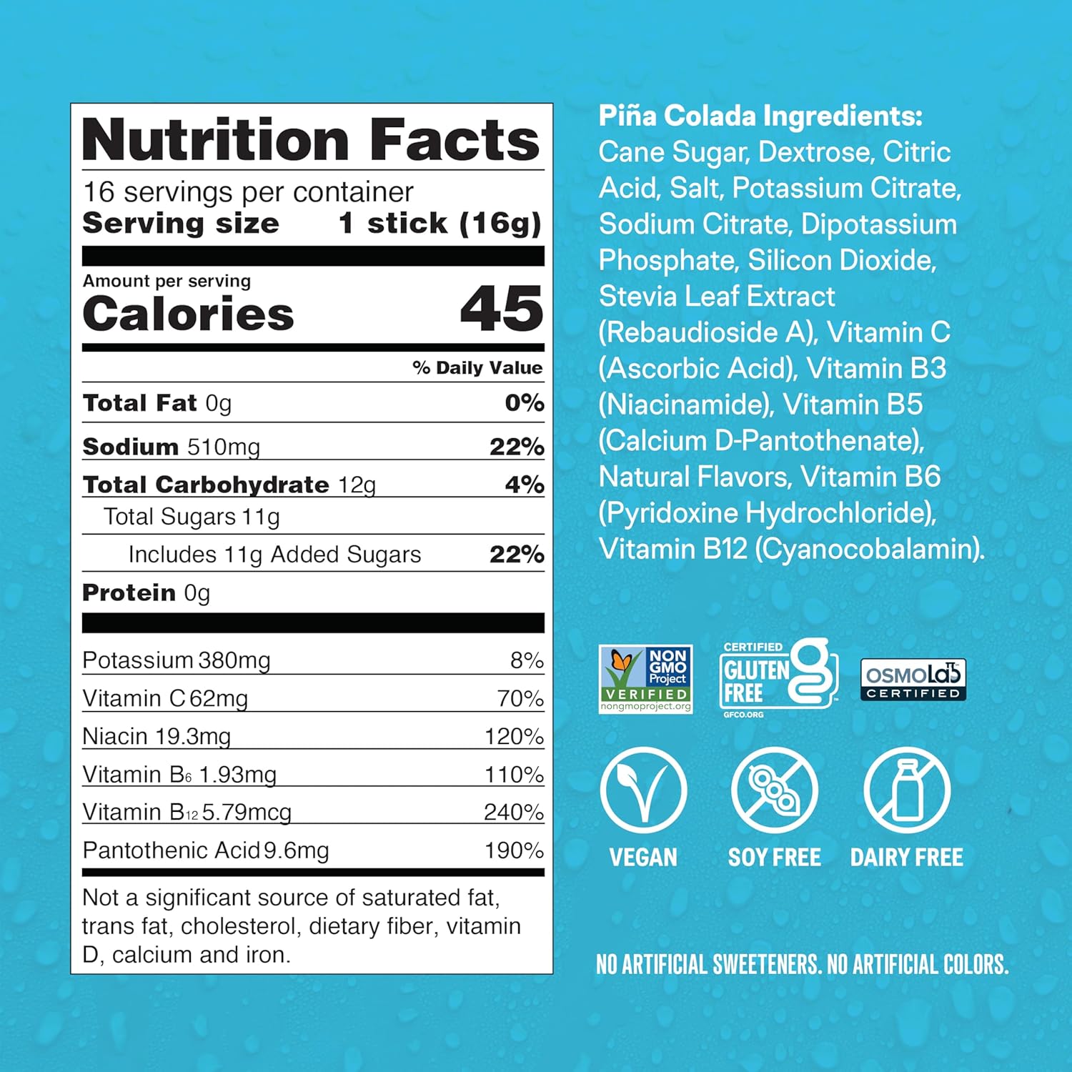 Liquid I.V.® Hydration Multiplier® - Piña Colada Electrolyte Powder Packets - 12 Packs of Convenient Single-Serving Sticks | Non-GMO | 16 Servings