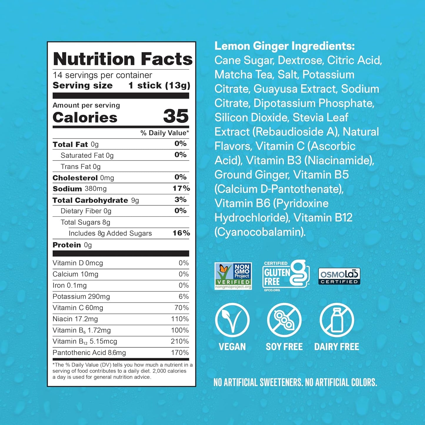 Liquid I.V.® Hydration Multiplier +Energy - Lemon Ginger Electrolyte Powder Drink Mix - 1 Pack (14 Servings)