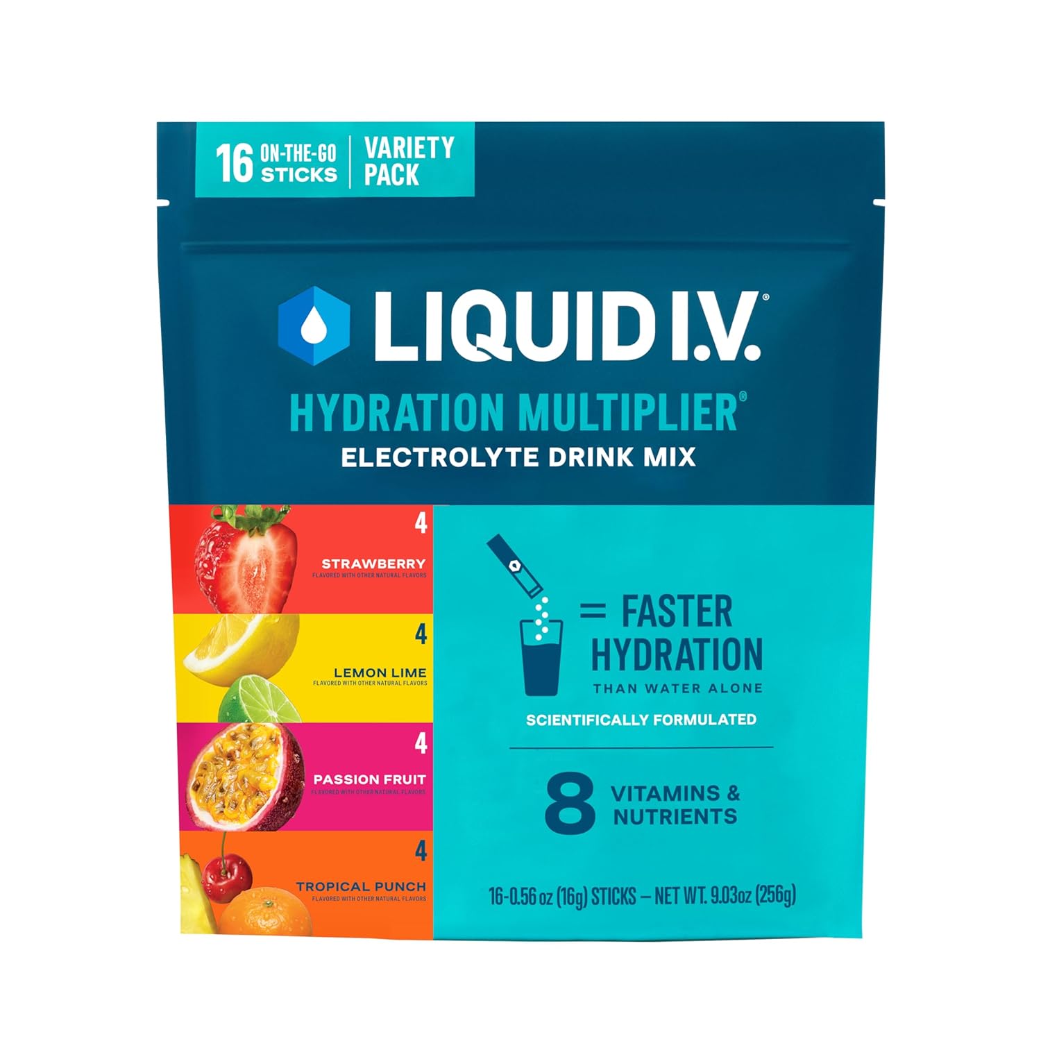 Liquid I.V.® Hydration Multiplier Variety Pack - Electrolyte Powder Drink Mix - 1 Pack (16 Servings)
