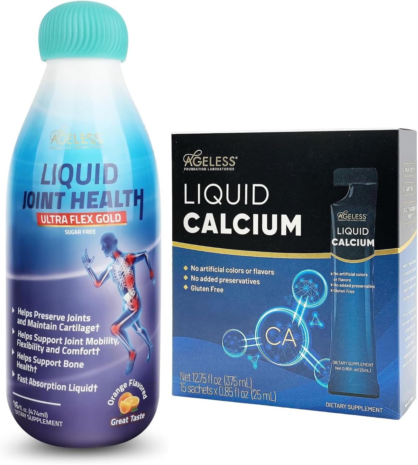 Liquid Joint Health and Calcium Supplement for Joint Mobility, Flexibility, and Bone Strength - Natural Flavor, High Absorption, 16 Fl Oz