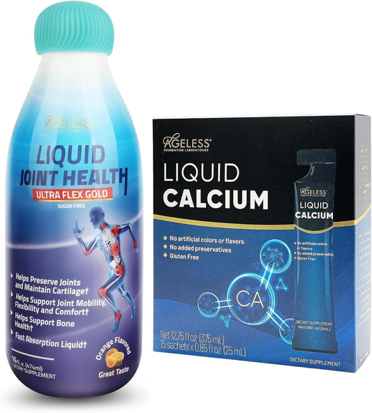 Liquid Joint Health and Calcium Supplement for Joint Mobility, Flexibility, and Bone Strength - Natural Flavor, High Absorption, 16 Fl Oz