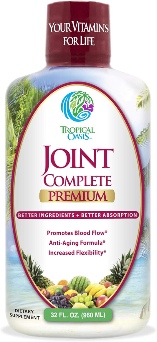 Liquid Joint Supplement with Glucosamine, Chondroitin, MSM, and Hyaluronic Acid for Bone and Joint Health - 32oz, 32 Servings - Tropical Oasis Joint Complete Premium Formula with 96% Maximum Absorption