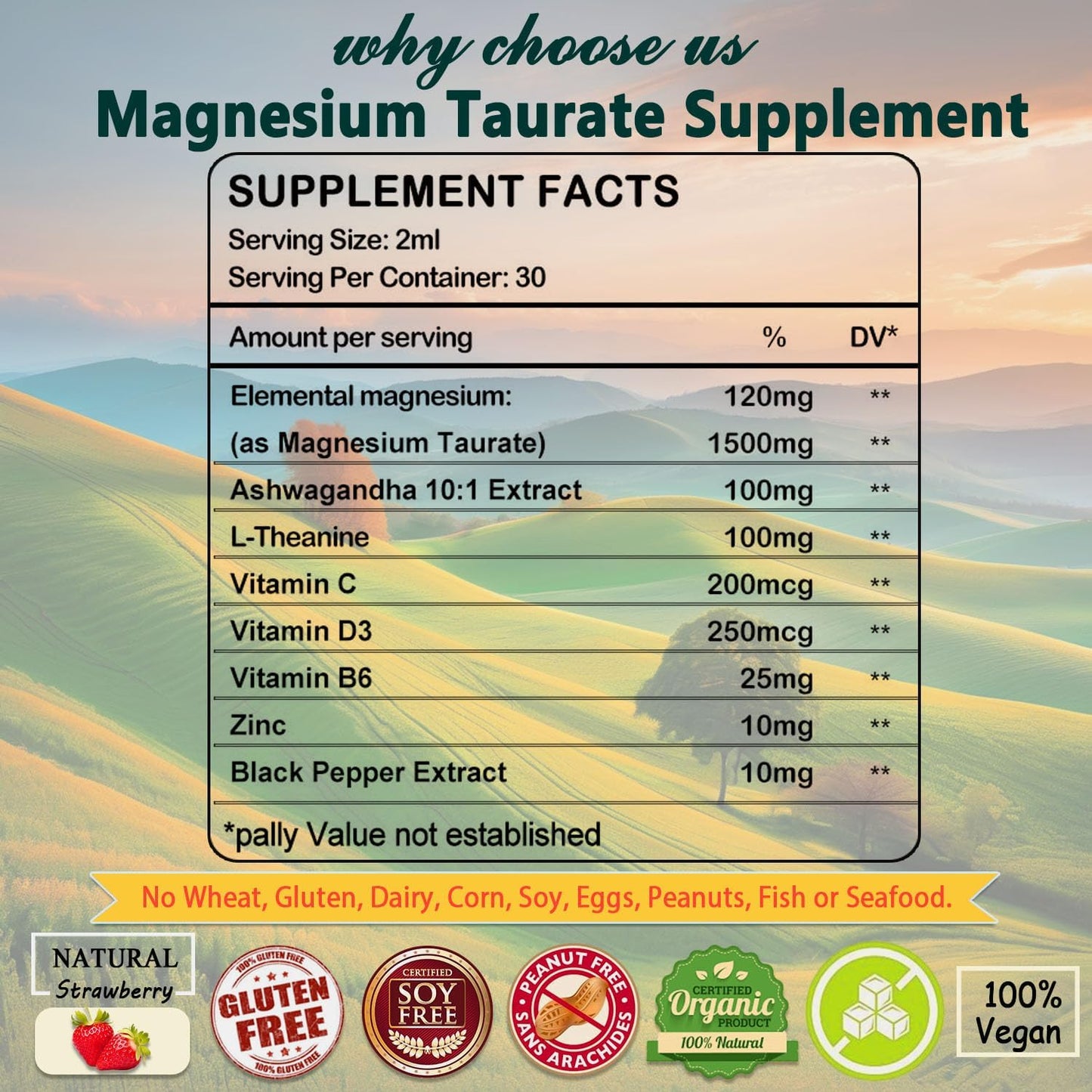 Liquid Magnesium Cortisol Management Drink with Ashwagandha, L-Theanine, and Magnesium for Heart Health and Detox