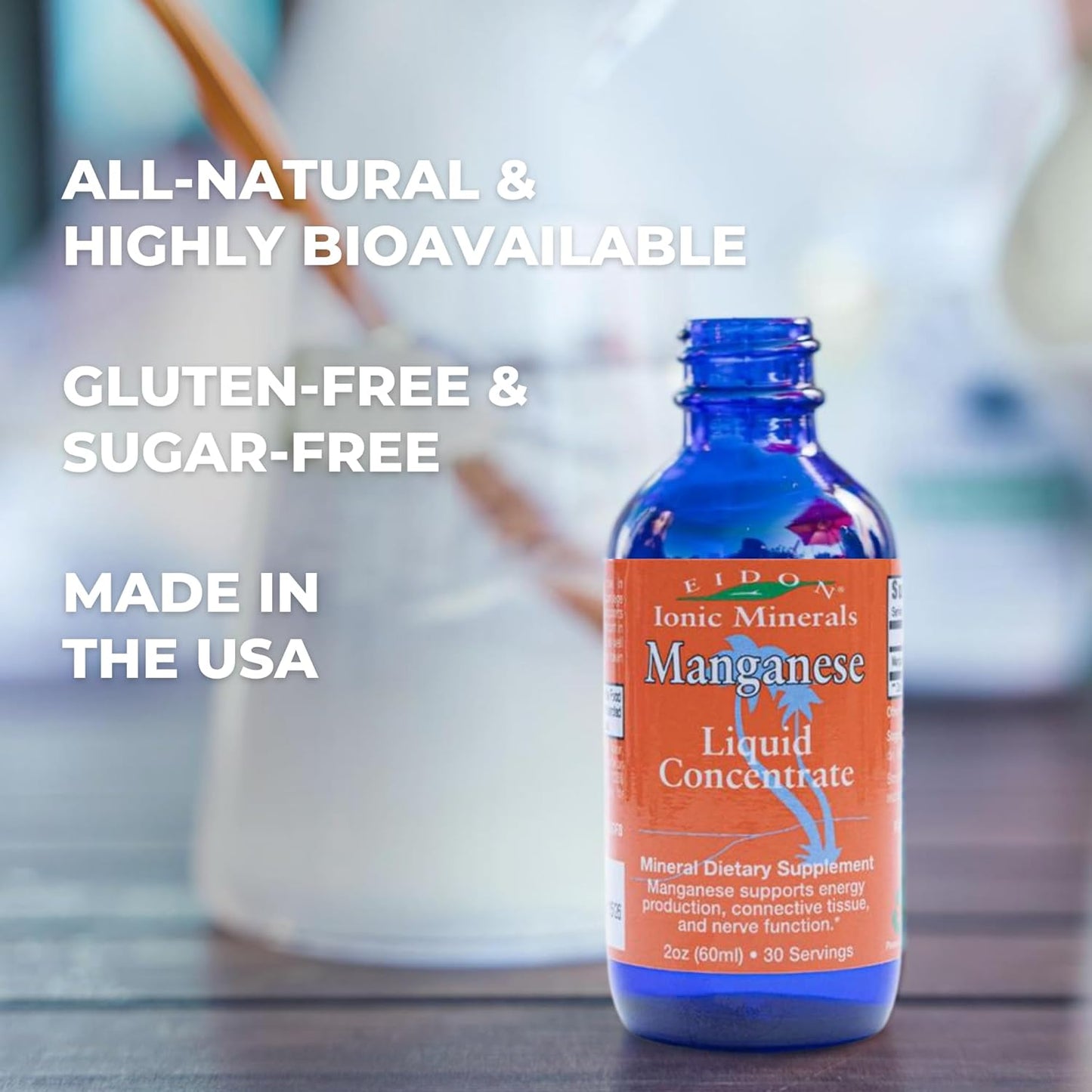Liquid Manganese Chloride Drops Supplement - Supports Bone Health, Energy, and Digestive Function - 2 oz