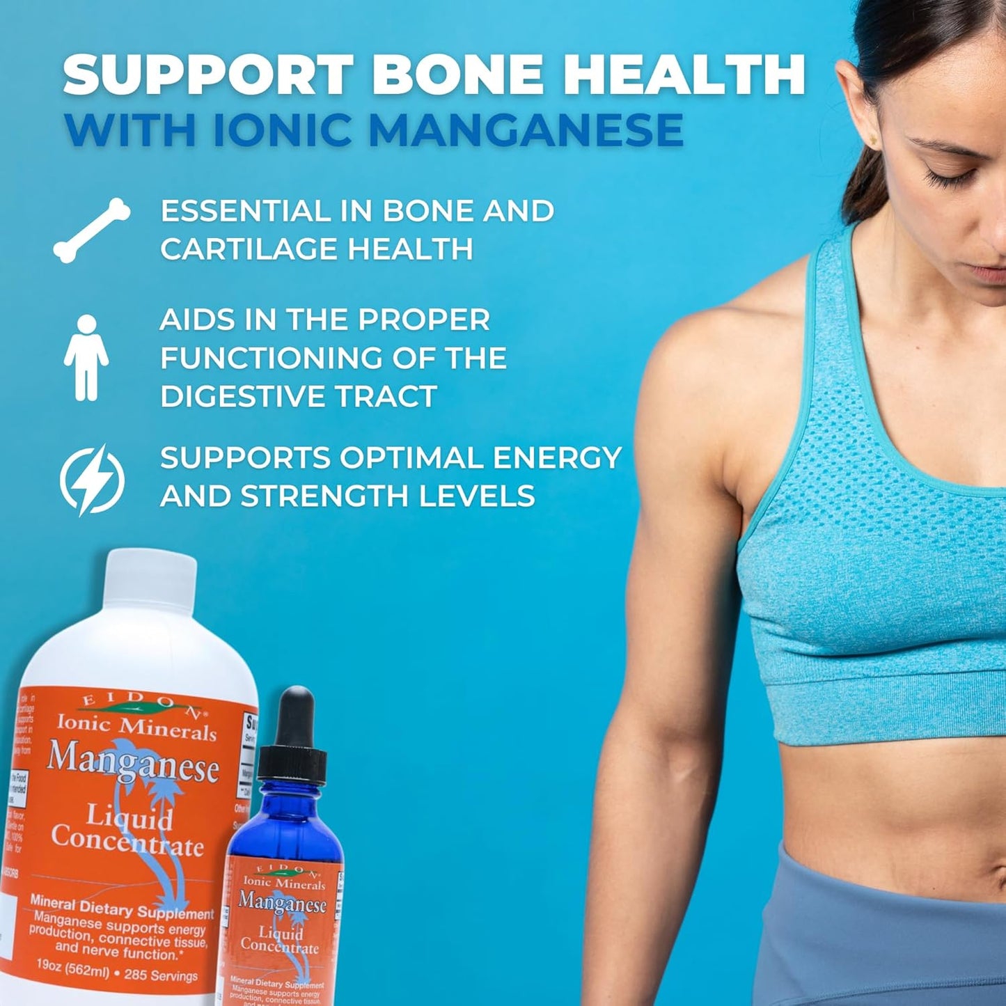 Liquid Manganese Chloride Drops Supplement - Supports Bone Health, Energy, and Digestive Function - 2 oz