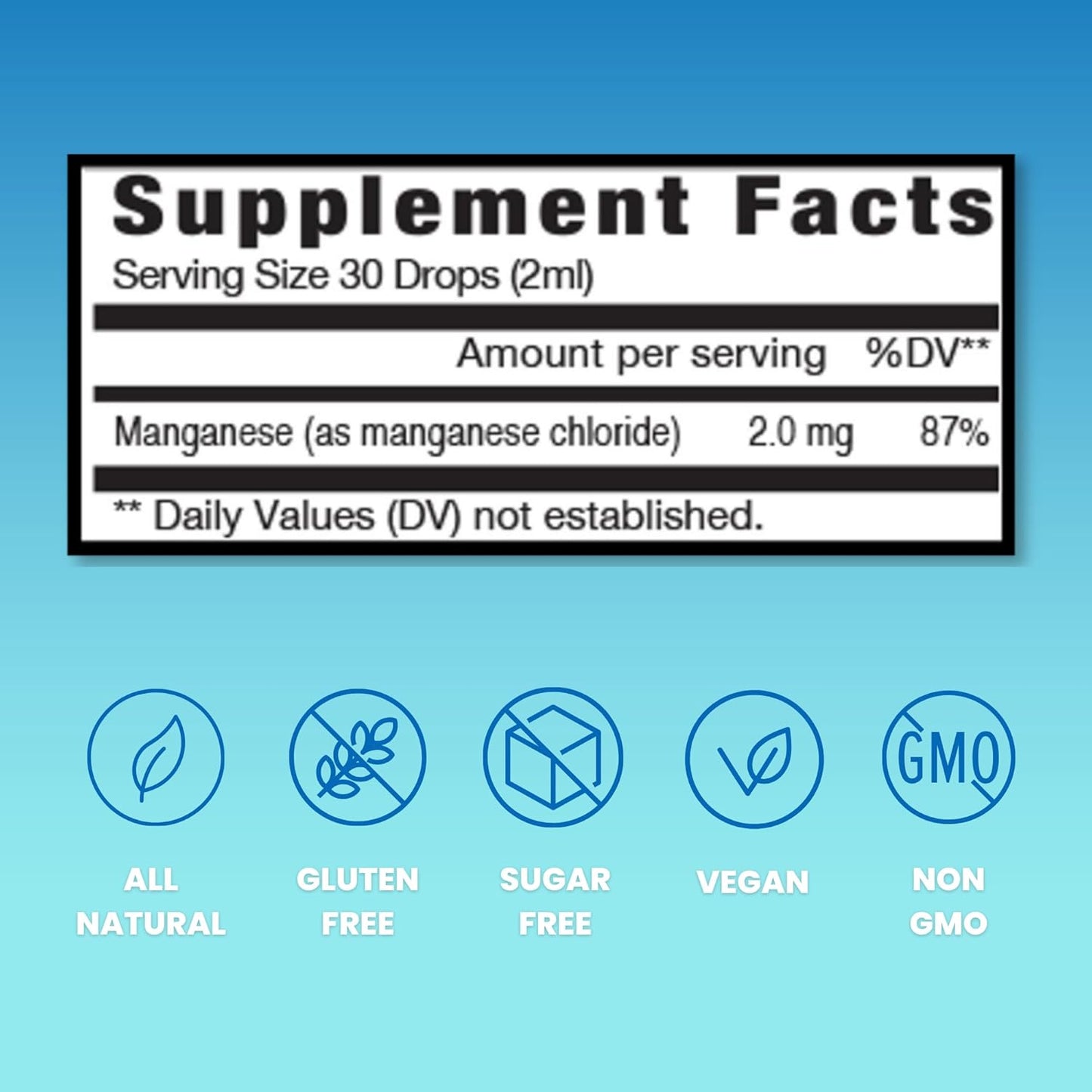 Liquid Manganese Chloride Drops Supplement - Supports Bone Health, Energy, and Digestive Function - 2 oz
