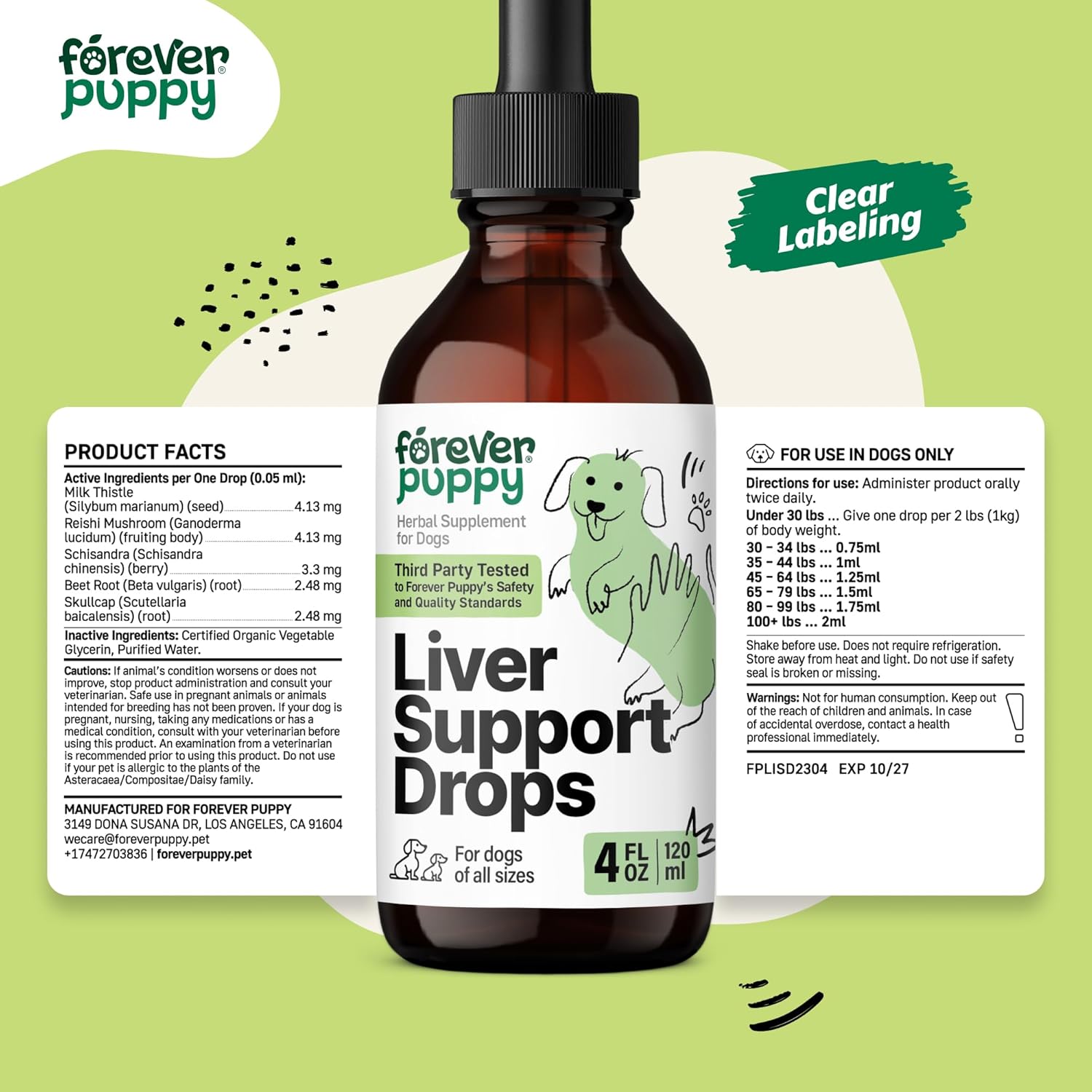 Liquid Milk Thistle Extract for Dogs - Liver Support Supplement - Natural Liver Detox for All Breeds - Alcohol & Sugar-Free - 4 oz